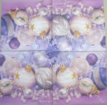 Серветка white and purple Christmas baubles 33 х 33 см (ТС4437)