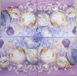 Серветка white and purple Christmas baubles 33 х 33 см (ТС4437)