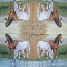 Серветка коні на водопої 33 х 33 см (ТС4572)