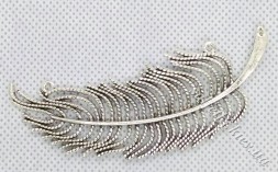Підвіска металева Перо-001, 80 х 30 мм (колір - срібло)