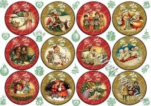 Декупажна карта - різдвяні медальйони NY064, формат А4, 60 г/м2