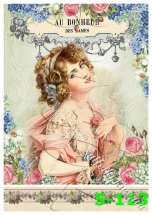 Декупажна карта - дама у квітах 5-113, формат А4, 60 г/м2