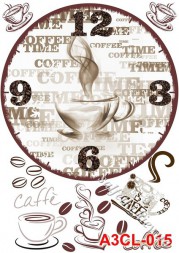Декупажна карта - циферблат Coffee time CL015, формат А3, 60 г/м2