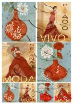 Декупажна карта - дівчата і вази По к-23, формат А4, 60 г/м2