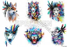 Декупажна карта - звірі акварель-3 формат А4, 60 г/м2 