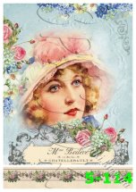 Декупажна карта - дама у квітах 5-114, формат А4, 60 г/м2