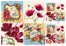 Декупажна карта - квіти По к-24, формат А4, 60 г/м2