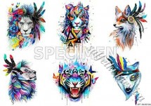 Декупажна карта - звірі акварель (дзеркальна) AN097z, формат А4, 60 г/м2