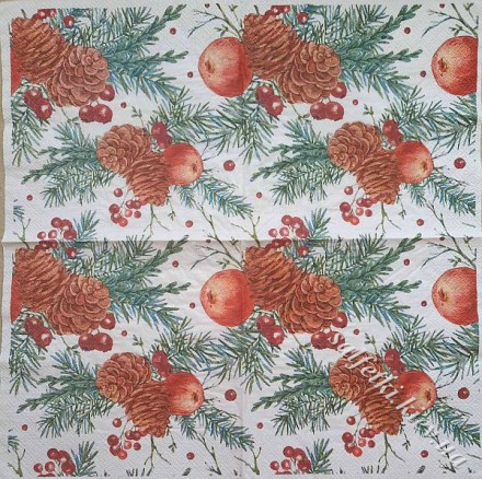 Серветка шишки та яблука 33 х 33 см (ТС0027)
