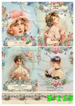 Декупажна карта - пані в квітах 5-115, формат А4, 60 г/м2