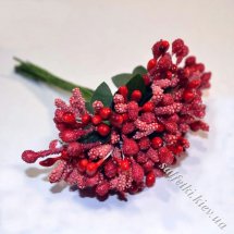 Тычинки на проволоке сложные с ягодками и листьями красные пучок