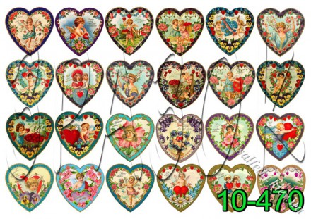 Декупажна карта - серця-валентинки 10-470, формат А4, 60 г/м2