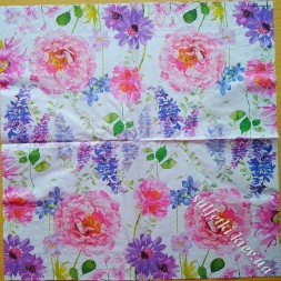 Серветка pink roses white 33 х 33 см (ТС5000)