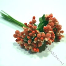 Тычинки на проволоке сложные с ягодками и листьями оранжевые пучок