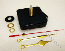 Годинниковий механізм 16 мм плавний та стрілки золоті (55мм-72мм-80мм) - годинник кварцовий
