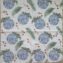 Серветка новорічні кульки та ягідки 33 х 33 см (ТС0030)