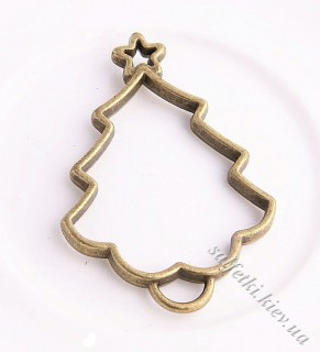 Підвіска металева Ялинка контур (колір - бронза)