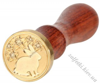 Печатка Кролик у квітах SMH-0004 з ручкою