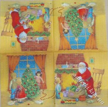 Серветка Дід Мороз з дітьми 33 х 33 см (ТС4800)