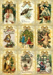 Декупажна карта - вінтажні різдвяні картки NY069, формат А4, 60 г/м2
