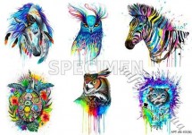 Декупажна карта - звірі акварель (дзеркальна) AN100z, формат А4, 60 г/м2