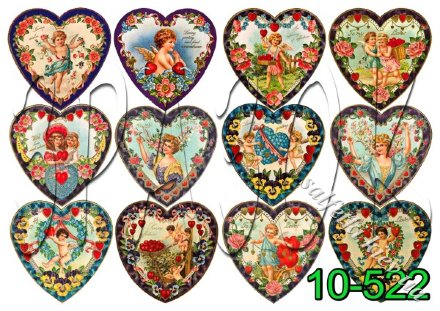 Декупажна карта - серця-валентинки 10-522, формат А4, 60 г/м2