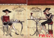 Декупажна карта - дівчата у кафе FW025, формат А4, 60 г/м2