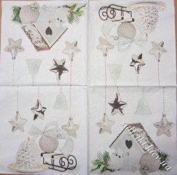 Серветка White Xmas decor with bird house 33 х 33 см (ТС4730)