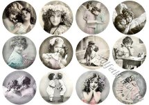 Декупажна карта - дітки вінтаж (кола) CH042, формат А4, 60 г/м2