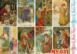 Декупажна карта - міні-листівки з Дідом Морозом NY031, формат А4, 60 г/м2