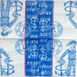 Серветка юнга з якорем на блакитному фоні 25 х 25 см (ТМ2957(б))