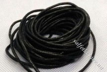 Вощений шнур чорний, бавовна, 2 мм (5 метрів)