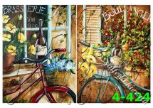 Декупажна карта - велосипеди з квітами, вино 4-424, формат А4, 60 г/м2