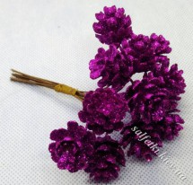 Шишки декоративные в блестках пурпурно-фиолетовые (пучок)