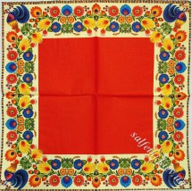 Серветка рамка з півнями кремова з червоною серединою 33 х 33 см (ТС4762(в))