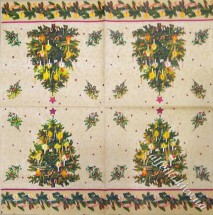 Серветка ялинка у свічках 33 х 33 см (ТС4806)