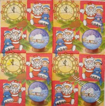 Серветка новорічні квадратики червона 33 х 33 см (ТС0002(а))