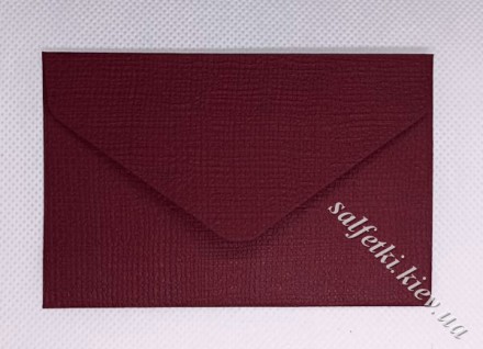 Міні-конверт 10,5 х 7 см фактурний бордовий