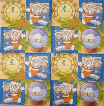 Серветка новорічні квадратики синя 33 х 33 см (ТС0002(б))