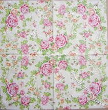 Серветки троянди на кремовому фоні 33 х 33 см (пачка 20 шт.) (ПТС4503)