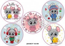 Декупажна карта - мишки в кружечках AN108, формат А4, 60 г/м2