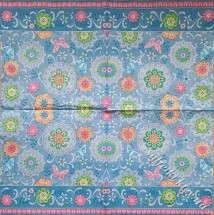 Серветка візерунок з квітами та метеликами 33 х 33 см (ТС0043)