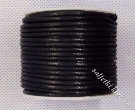 Вощений шнур чорний, бавовна, 1,7 мм (котушка близько 9 метрів)