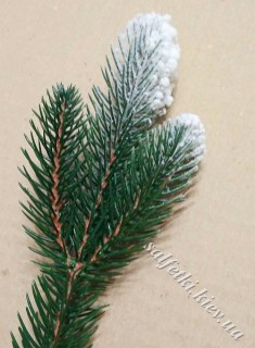 Гілка хвої лита "Ялина зелена засніжена" потрійна велика