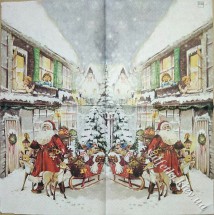 Серветка Санта з подарунками у дворі 33 х 33 см (ТС4886)