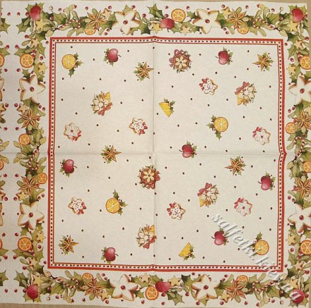 Серветка новорічна рамочка 33 х 33 см (ТС0007)