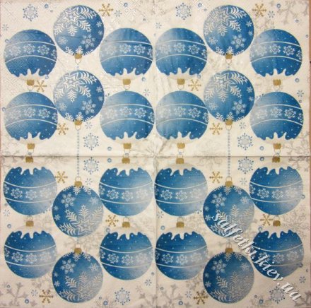 Серветка новорічні кульки сині 33 х 33 см (ТС4739(б))