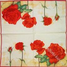 Серветка червона троянда: від бутону до пишної 33 х 33 см (ТС5094)