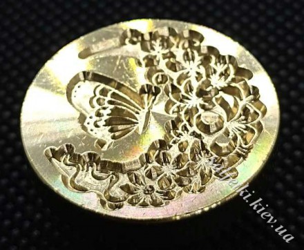 Печатка Метелик і квіти без ручки