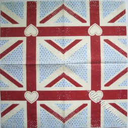 Серветка британський прапор із серцем  33 х 33 см (ТС2303)
